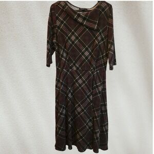 Perceptions New York Plaid Dress Purple & Gray Career Wear Size 16